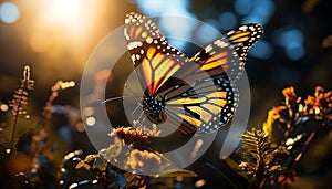 The vibrant butterfly dances in nature beauty, a summer symphony generated by AI