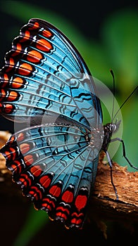 A vibrant butterfly perched delicately on a flower petal, its colorful wings unfurled against a