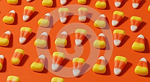 Vibrant Candy Corn Pattern on Orange Background - AI Generated