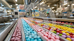 Colorful Candy Production Line with Vibrant Sweet Treats Displayed