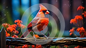 Vibrant Cardinal Avian on a Fence