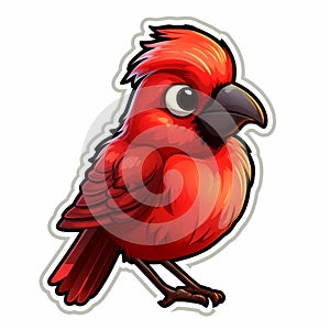 Vibrant Cardinal Mascot Sticker: Cute Cartoon Bird Art photo
