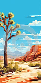 Vibrant Caricature Of Joshua Tree In Desert - Beach Poster