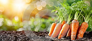 Vibrant carrots freshly pulled from greenhouse garden, thriving in the rich soil