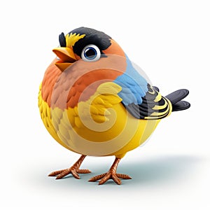 Vibrant Cartoon Bird With Yellow And Blue Wings - 3d Render