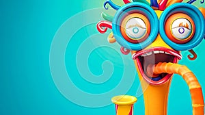 Vibrant Cartoon Character with Multiple Eyes and Spirals