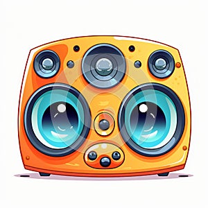 Vibrant Cartoon Music Speaker With Big Eyes - Kombuchapunk Inspired 2d Art