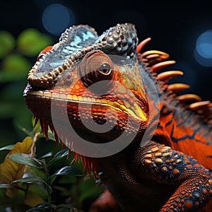 Vibrant Chameleon: A Stunning Image With Dramatic Lighting