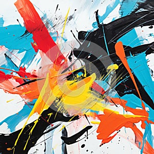 Vibrant Chaos: Abstract Painting Inspired By Calligraphy In Gerhard Richter\'s Style