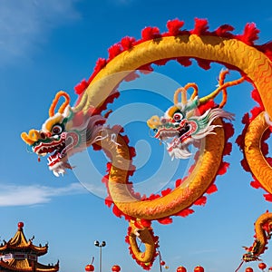 Vibrant Chinese dragon dance performances photo