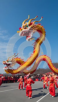 Vibrant Chinese dragon dance performances photo