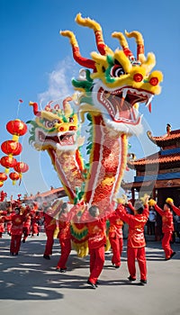 Vibrant Chinese dragon dance performances photo