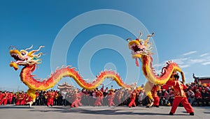 Vibrant Chinese dragon dance performances photo