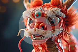 Vibrant chinese dragon mask close-up