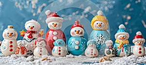 Vibrant christmas toys and snowflakes on whimsical holiday greeting card template for festive cheer