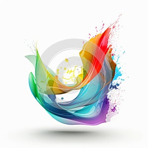 Vibrant Chromatic Explosion Colorful Paint Splash on Isolated Background, Abstract artistic background