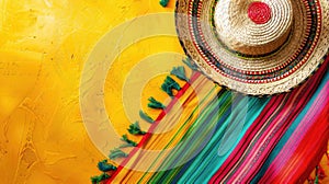 Vibrant Cinco de Mayo Sombrero and Colorful Serape Fabric