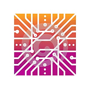 Vibrant Circuit Board Pattern: Digital Tech Abstract, vector design Generative AI