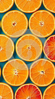 Vibrant citrus backdrop Background filled with slices of juicy oranges