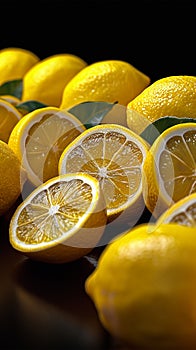 Vibrant citrus display Panoramic background of fresh, yellow lemon fruit