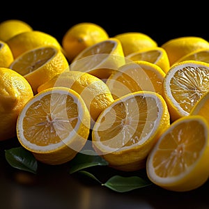 Vibrant citrus display Panoramic background of fresh, yellow lemon fruit