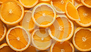 Vibrant citrus fruit slices background fresh and juicy oranges with splashes of color