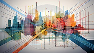 Vibrant City Grid: Abstract Mapping Concept.