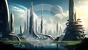 Vibrant Cityscape of 2042: A Futuristic Vision, Made with Generative AI