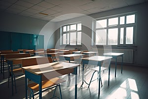 Empty classroom. Generative AI