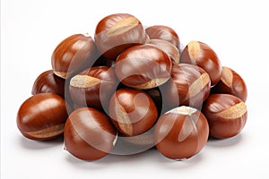 Vibrant Close-Up of Fresh, Ripe and Sweet Edible Chestnuts.