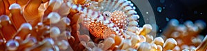Vibrant Close-Up of Marine Life: Detailed Abstract Patterns and Colors of Underwater Sea Creature photo