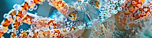 Vibrant Close-Up of Marine Life: Detailed Abstract Patterns and Colors of Underwater Sea Creature photo