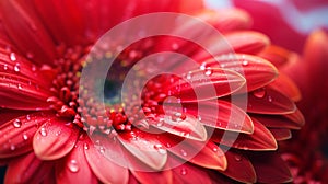 Vibrant Close-up Of A Red Gerbera Flower With Raindrops