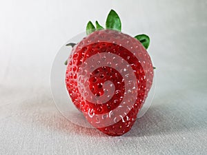 Vibrant Close-Up of a Red Strawberry on White Background