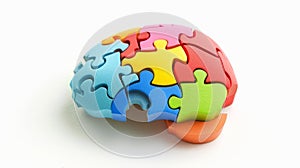 Vibrant close up of a unique puzzle brain illustrating idea connections and problem solving dynamics