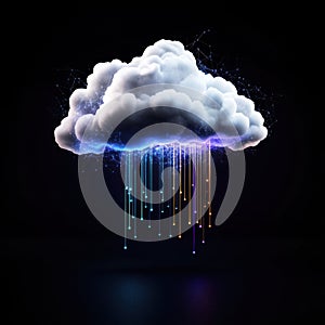 Vibrant Cloud Computing Concept Representing Data Flow and Technology