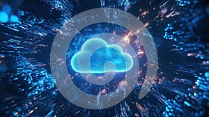 Vibrant Cloud in Digital Space: A Burst of Colors and Light