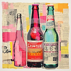 Vibrant Collage Illustration For Pale Ale Bottle Advertisement