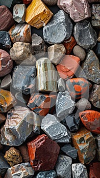 A vibrant collection of assorted rocks showcasing mineral diversity in the lithosphere photo