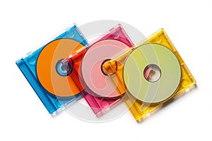 Colorful cd dvd disc collection multimedia storage technology data backup media