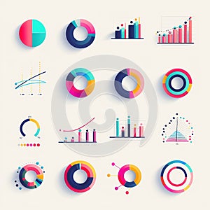 Colorful Geometric Data Visualizations for Business Presentations