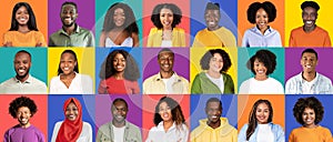 A vibrant collection of headshots featuring smiling men and women of various ethnic backgrounds