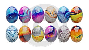 Vibrant Marbled Eggs Collection on White