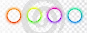 Vibrant color circle border isolated on white. Abstract color gradient circle backgrounds. Iridescent round frame with