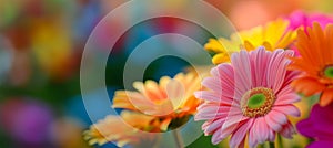 vibrant color concept. colors of rainbow. bright colorful multicolored gerbera flowers. Bunch of multi coloured gerberas. Bright
