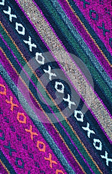 Vibrant Color Diagonal Pattern and Texture of Thai Northern Region`s Textile photo
