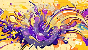 Vibrant Color Explosion on Abstract Graffiti Background