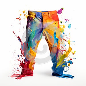 Vibrant Color Splash Paint On Pants - Inspired By Mike Campau And James Nares