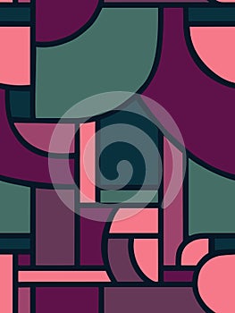 vibrant colorblocking geometric seamless vector pattern in violet