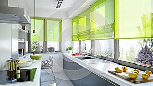 Vibrant Colored Blinds for Contemporary Kitchens